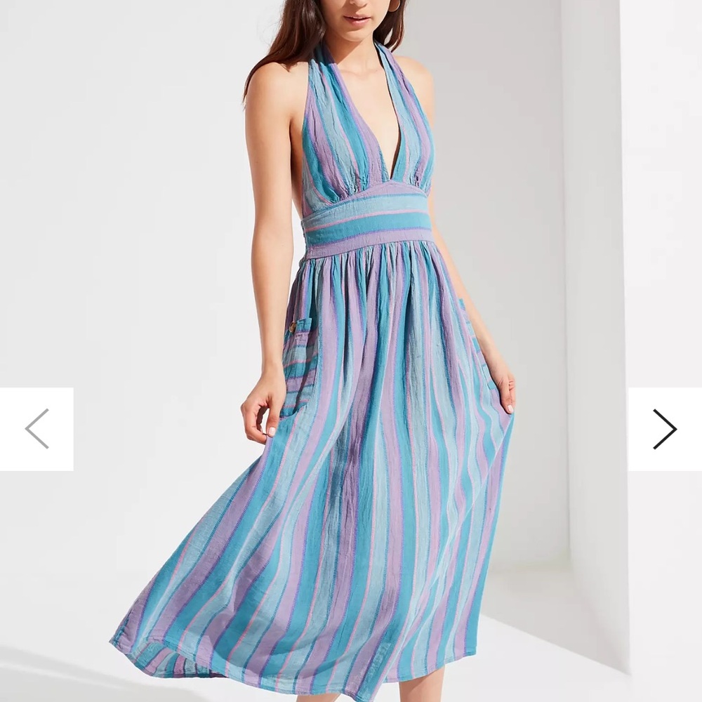 NWT UO Betsey Linen Halter Midi Dress